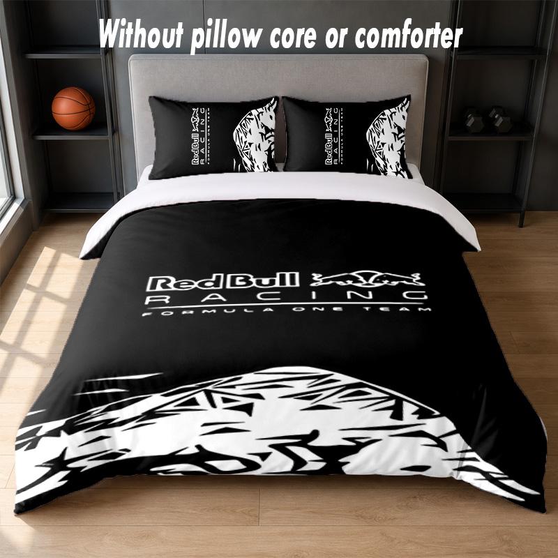 Red Bull Racing Design Bed Bedding Set 1 Duvet Cover + 2 Pillowcases Soft Breathable Household Bed Linens