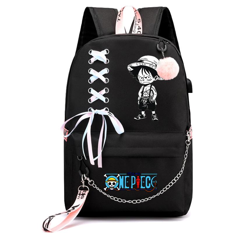 Аниме One Piece Printed Boy Girl Schoolbag Document Bag Student Book Bag for Girl Back To School Computer Charge Backpack Men Womens Casual Rucksack