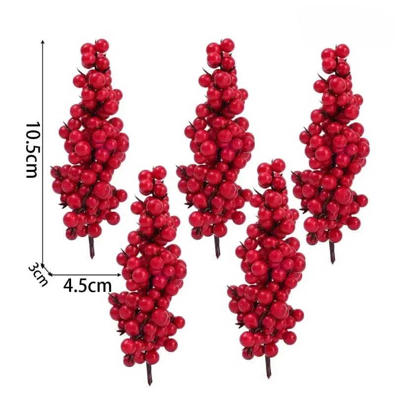 5/30PCS Artificial Berry Branches Christmas Red Fake Holly Berries Bouquet DIY Wreath Xmas Tree New Year Home Party Decoration