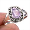 Natural Pink Amethyst Gemstone Handmade 925 Solid Silver Jewelry Ring S.6 B1K75