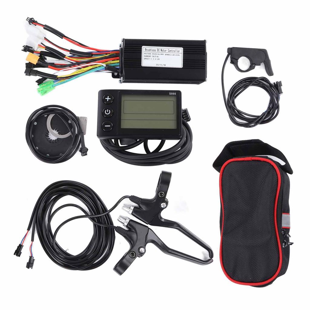 Electric Bicycle Conversion Kit 26A 3 Mode Controller S866 Panel Thumb Throttle and Brake Handle for 500W to 750W Motor