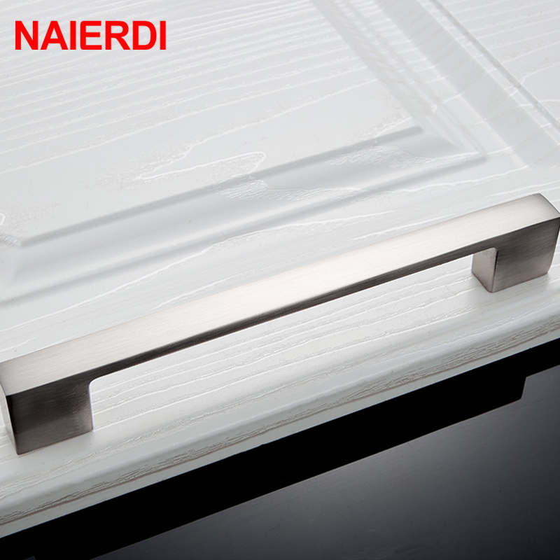 NAIERDI Cabinet Handles Drawer Knobs Aluminum Alloy Wardrobe Door Handle Brushed Pulls Modern Style Furniture Handle 128mm/160mm