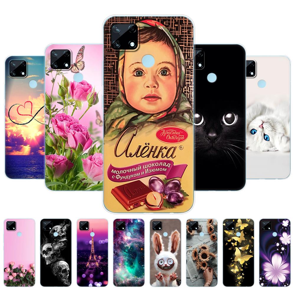 Для Realme C12 C25 C25S 7i Global Case задняя крышка телефона для Realme Narzo 20 30A, силиконовый мягкий защитный чехол из ТПУ, бампер
