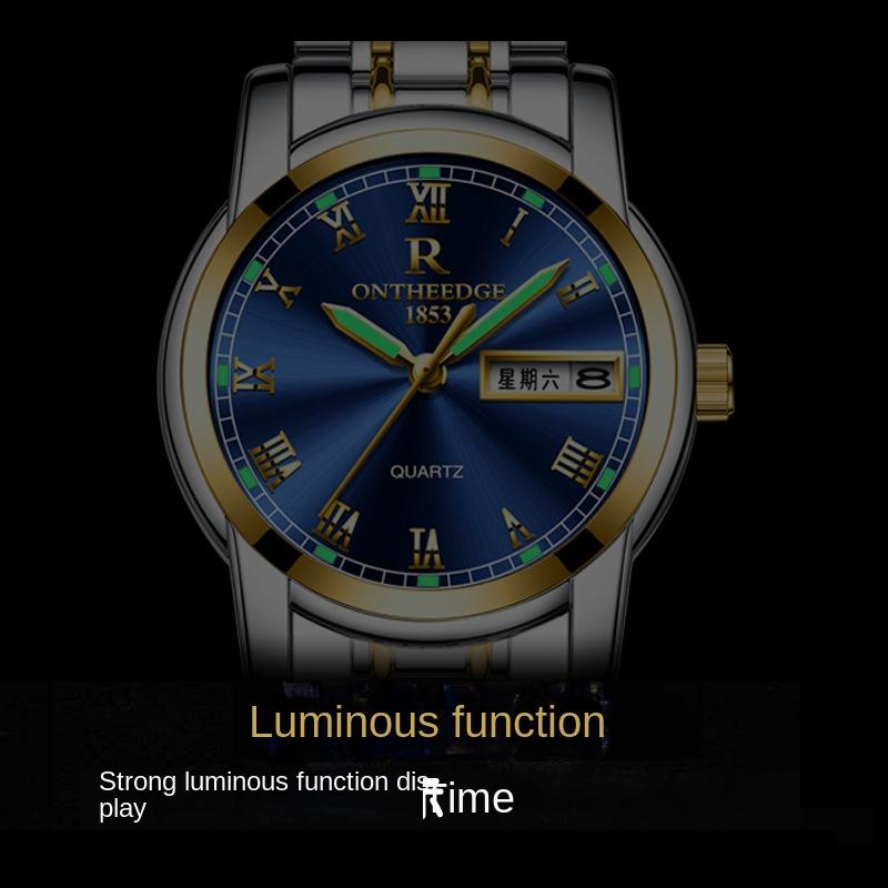 ONTHEEDGE Женские часы со стальным ремешком, женские часы с двойным календарем, простой темпераментный тип