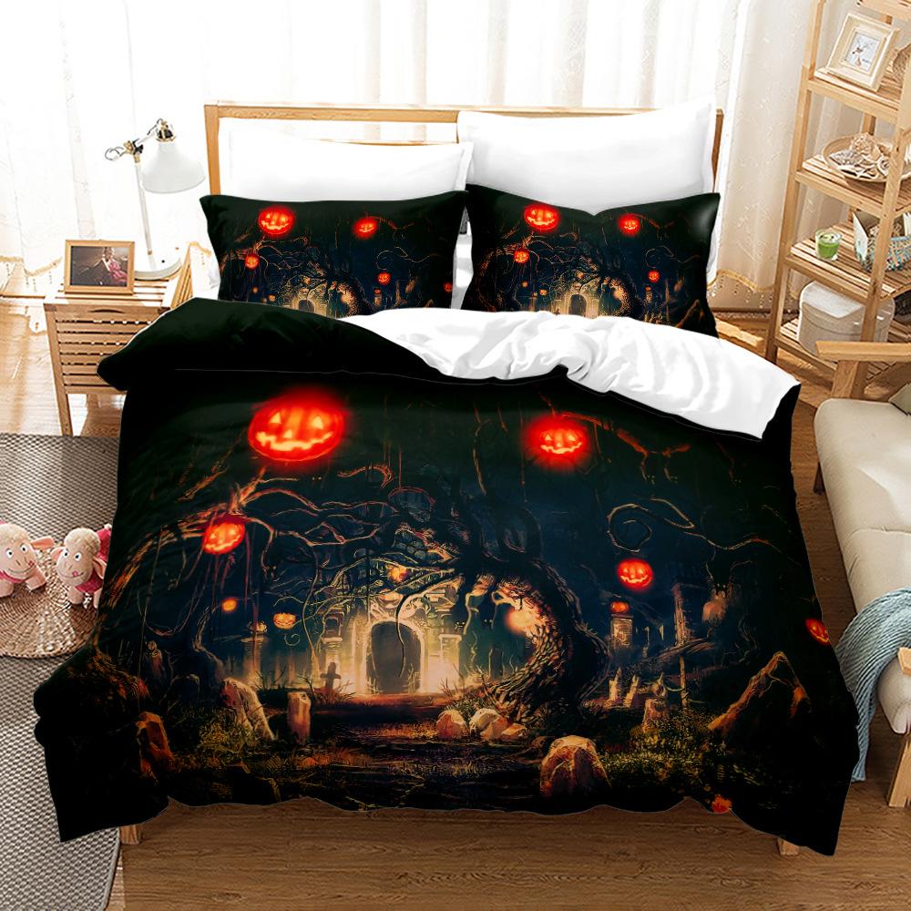 3D Halloween Bedding Set Pumpkin Ghost Quilt Cover Pillow Case 2 or 3 Pieces DE135 * 200 Halloween Atmosphere Decoration Soft Home Decoration