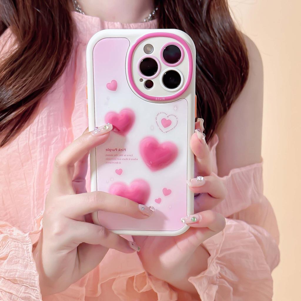 Ins 3d Pink Love оригинальный противоударный чехол для телефона с сердечками для Iphone 13 12 11 Promax 14 Pro Max Защитный чехол Fundas Capa