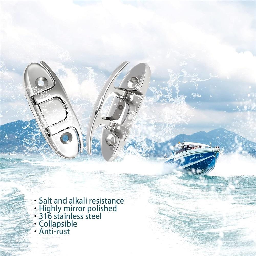 Морские складные пряжки из нержавеющей стали, 2 шт. в упаковке, откидные пряжки для швартовных тросов Морские швартовные пряжки с крепежными винтами для лодок, каяков, палубных тросов