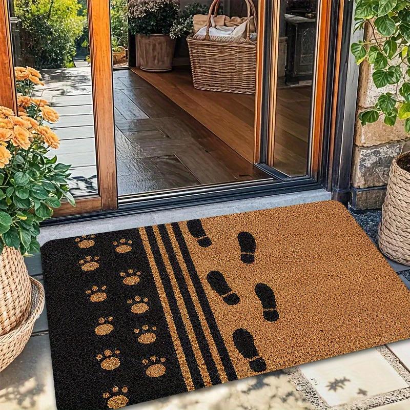 Paw Print  Stripe Decorative Area Rug, Versatile Non-Slip Floor Mat for Pet Areas, Entryway, Kitchen and Home Decor