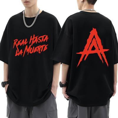 Футболка рэпера Anuel AA Real Hasta La Muerte Мужская одежда Модные футболки в стиле хип-хоп Harajuku Футболки из хлопка большого размера с круглым вырезом