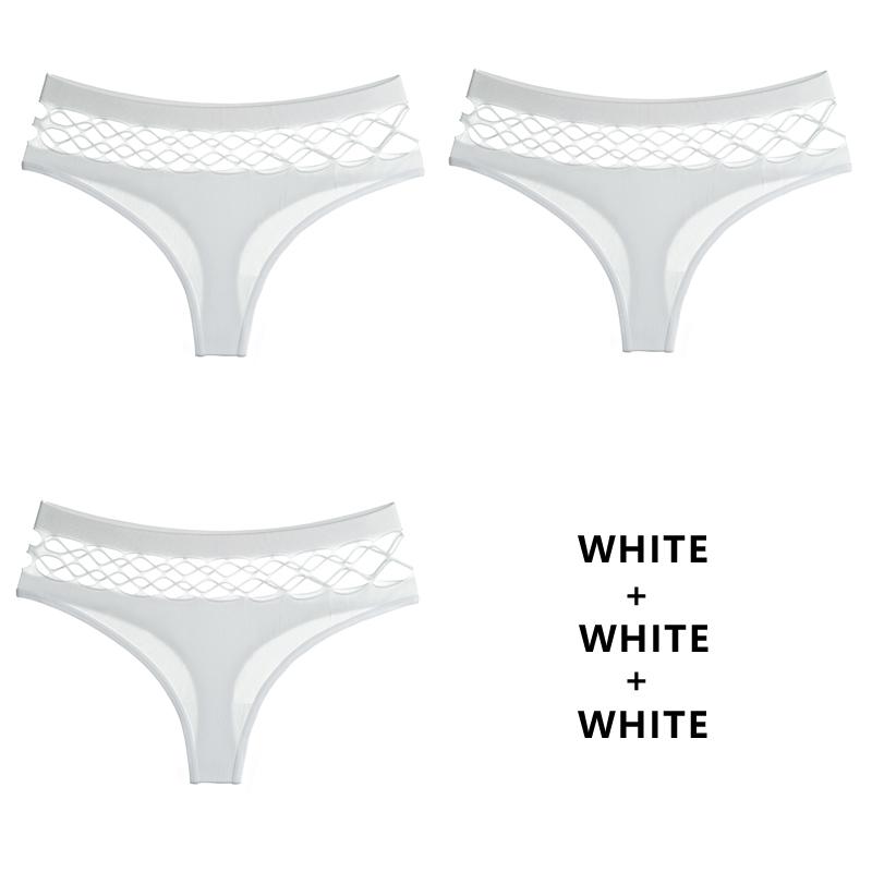 TERMEZY 3Pcs/Set Hollow Out G-String Seamless Sexy Panties Women Elasticity Underwear Temptation Middle-waist Panty
