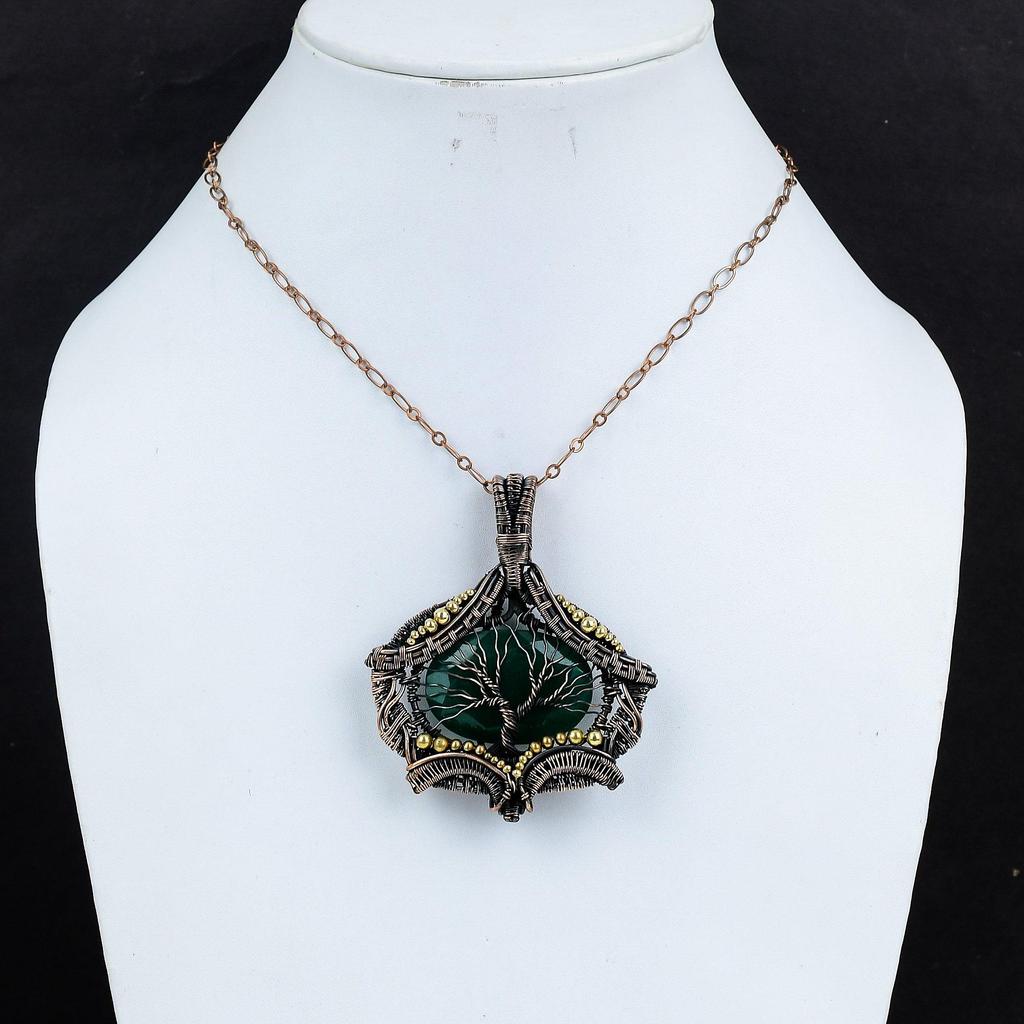 Tree Of Life Faceted Zambian Emerald Pendant Copper Wire Wrapped Pendant Handmade Copper Jewelry Natural Gemstone Pendant Anniversary Gifts