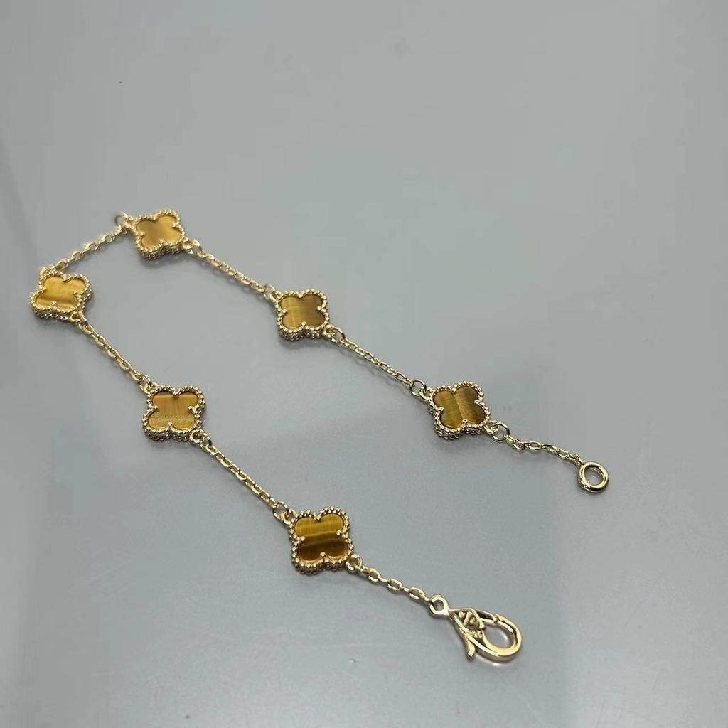 Высококачественный мини-браслет с четырёхлистным клевером из красного агата с шестью цветками, женский, знаменитость, элитный, женский браслет