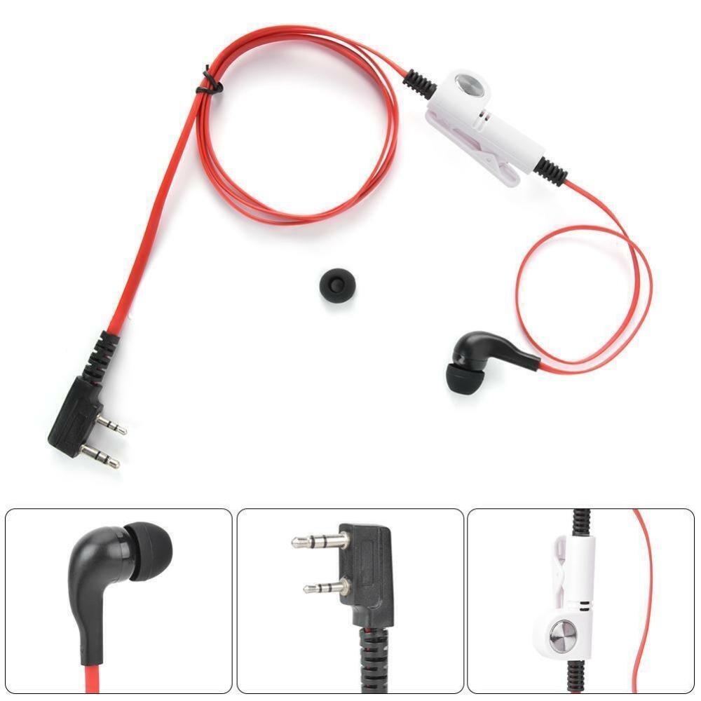 Two Way Radio Earphone PTT Mic 2 Pin Noodle Headphone Cord for Kenwood Baofeng