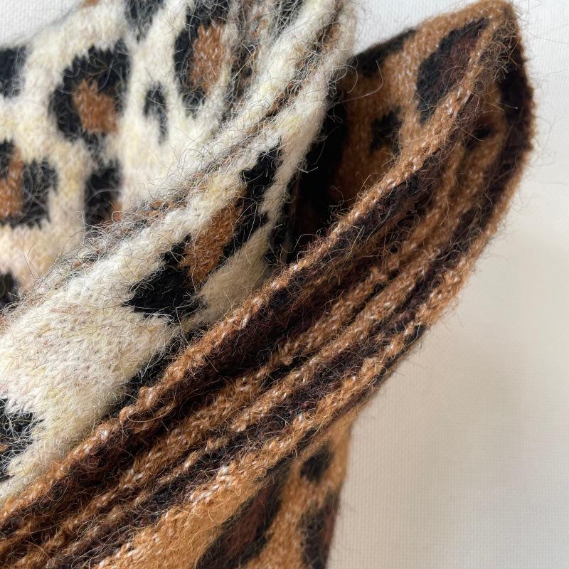 Милый корейский плюшевый шарф с леопардовым принтом для детей - Теплый осенне-зимний шарф-воротник