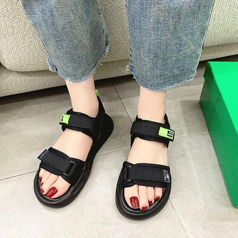 Мода 2024 Лето Новые Спортивные Нескользящие Сандалии Женские Сшитые Дизайн Сандалии На Толстой Подошве Женские Пляжные Отдыха Повседневная Обувь