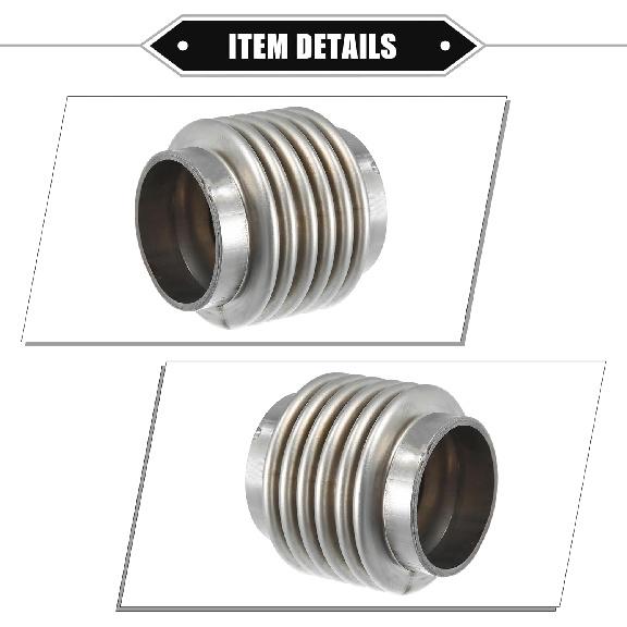 Car Exhaust Flexible Pipe, 45x63.5mm 1.77"x2.5" Exhaust Flex Connector Pipes Bellows Universal for Car Durable Stainless Steel Silver Tone