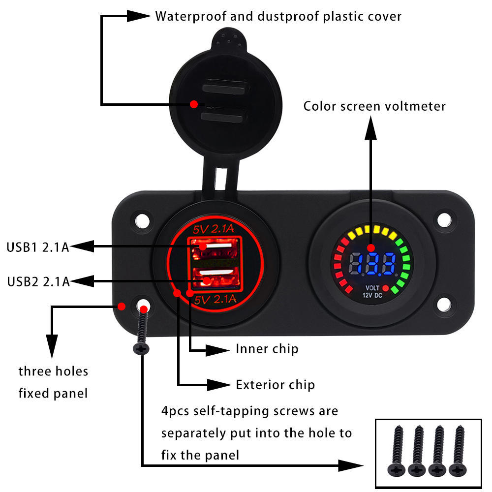 12 В светодиодный Duel Car 2 USB-порта зарядное устройство с вольтметром постоянного тока цифровой автомобиль/мотоцикл/лодка прикуриватель разветвитель гнезда