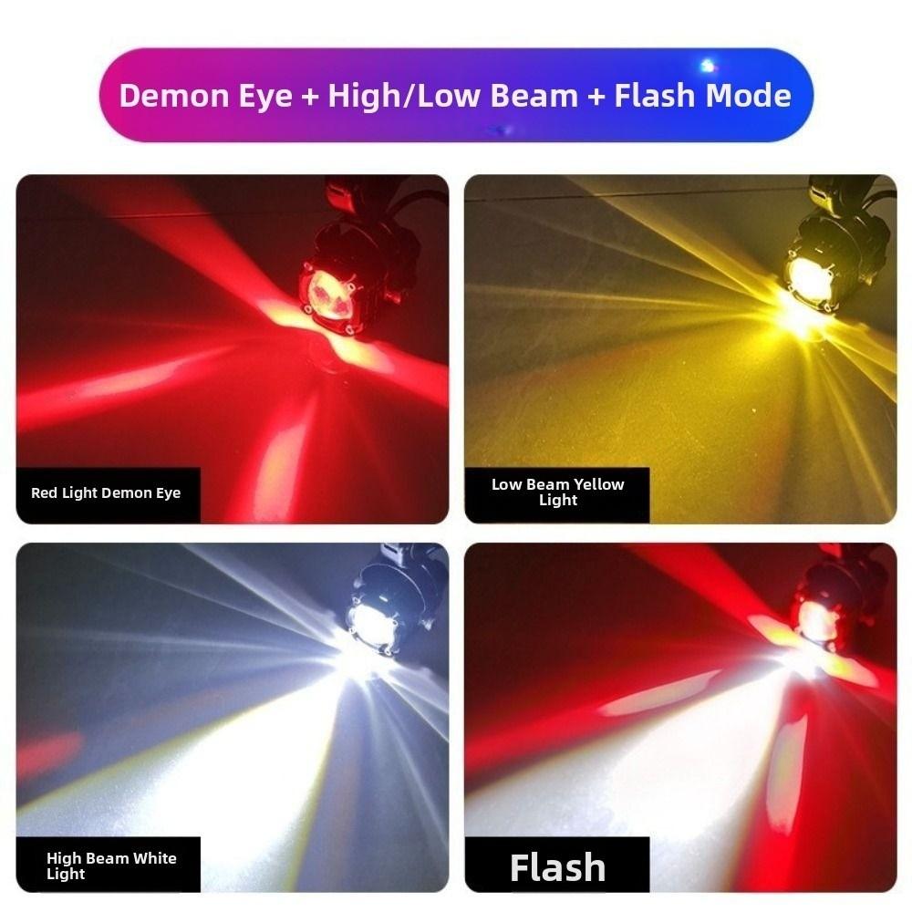 2pcs Waterproof Motorcycle Auxiliary Light White and Yellow Light Motorcycle Spotlight  Driving