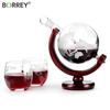 BORREY Glass Wine Set Globe Shaped Wine Bottle Red Wine Decanter Vodka Whiskey Shot Glass Beer Dispenser Pourer Wine Holder Rack