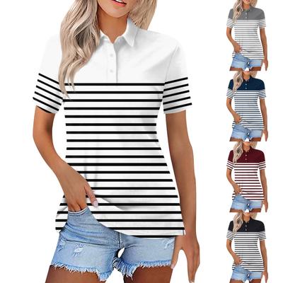 Женская модная повседневная рубашка с отворотом и коротким рукавом с принтом, женские топы на пуговицах