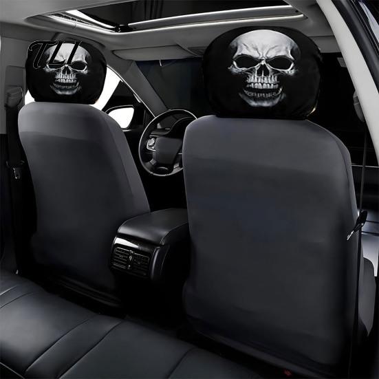 Fashionable Car Interior Decor 2Pcs Halloween Headrest Covers, Creepy Ghost Face Seat Durable Protector Protector, Breathable Auto for SUV Truck