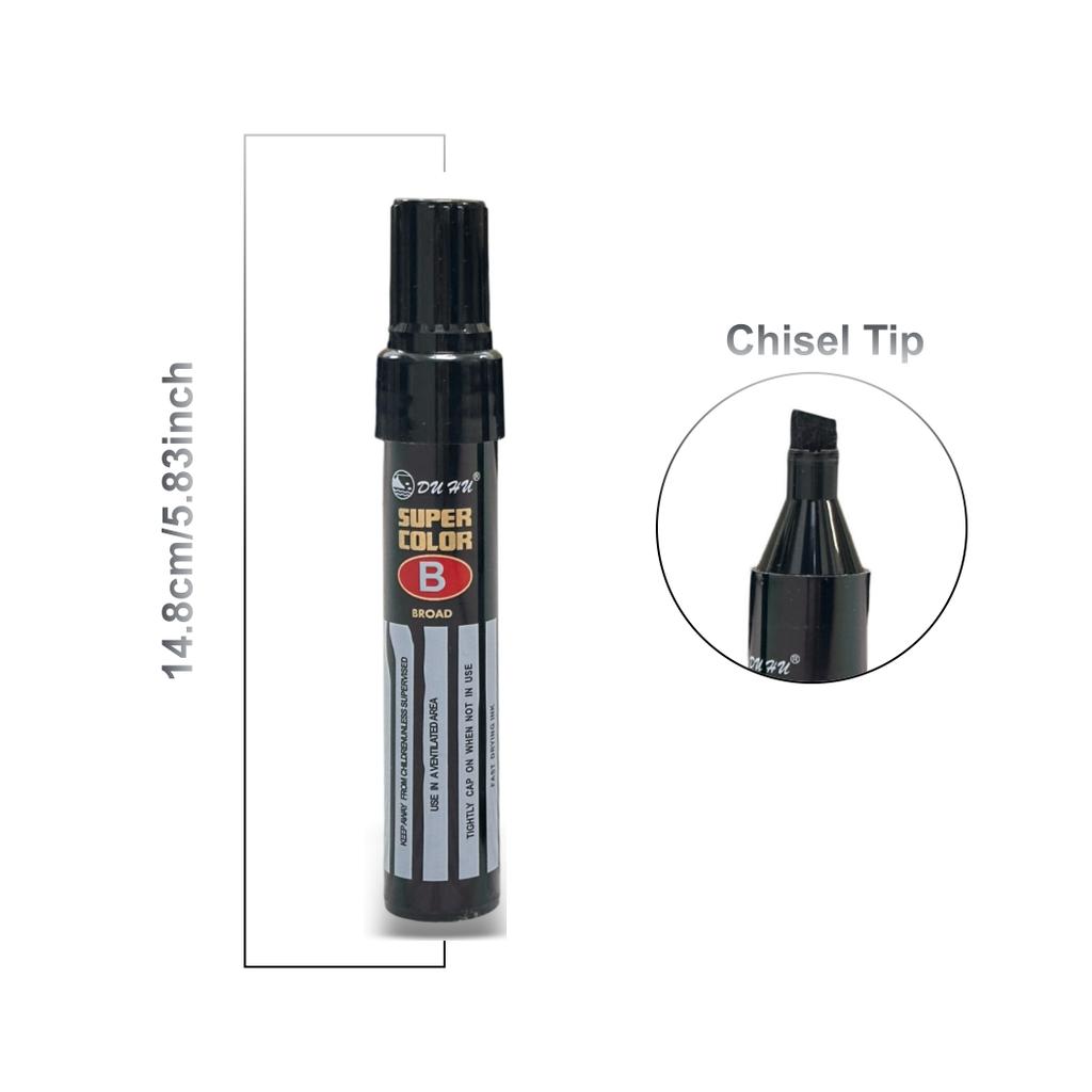 2-Pack Jumbo Broad Tip Black Marker Pens for Address & Identity Protection, Extra Wide Chisel Point, Fast-Drying Ink, High Cover