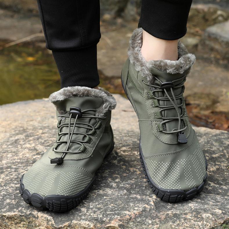 Мужские зимние ботинки Plus Velvet Snow Boots Casual PU Canvas Теплые уличные хлопковые ботинки Large Middle Top Толстые нескользящие походные ботинки