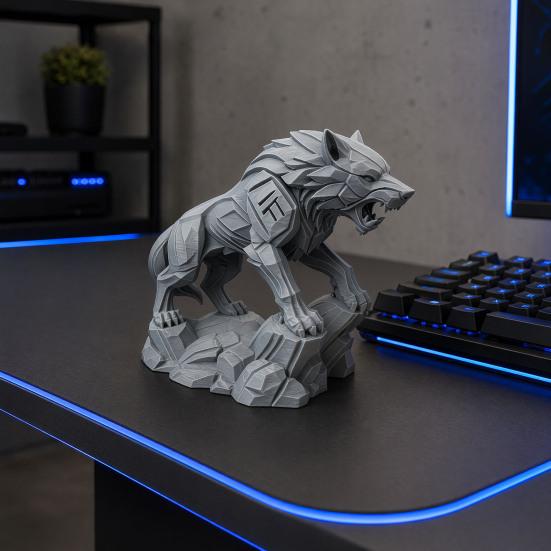 3D-печатная статуэтка волка, фигурка волка в механическом стиле, коллекционная скульптура волка, настольное украшение для офисного стола, полки