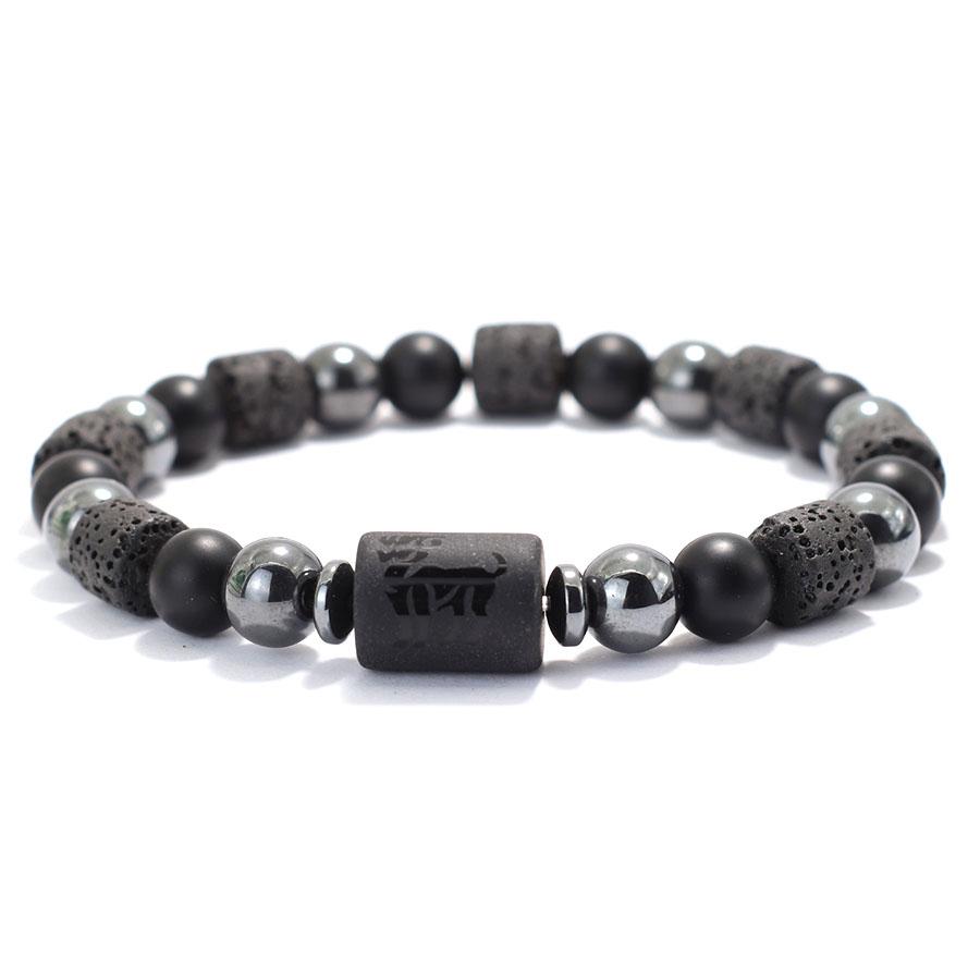 Twelve Constellations Men Bracelet Obsidian Lava Stone Braclet Retro Beads Hematite Yoga Healing Braslet Couple Wrist Accessories Gift For Him