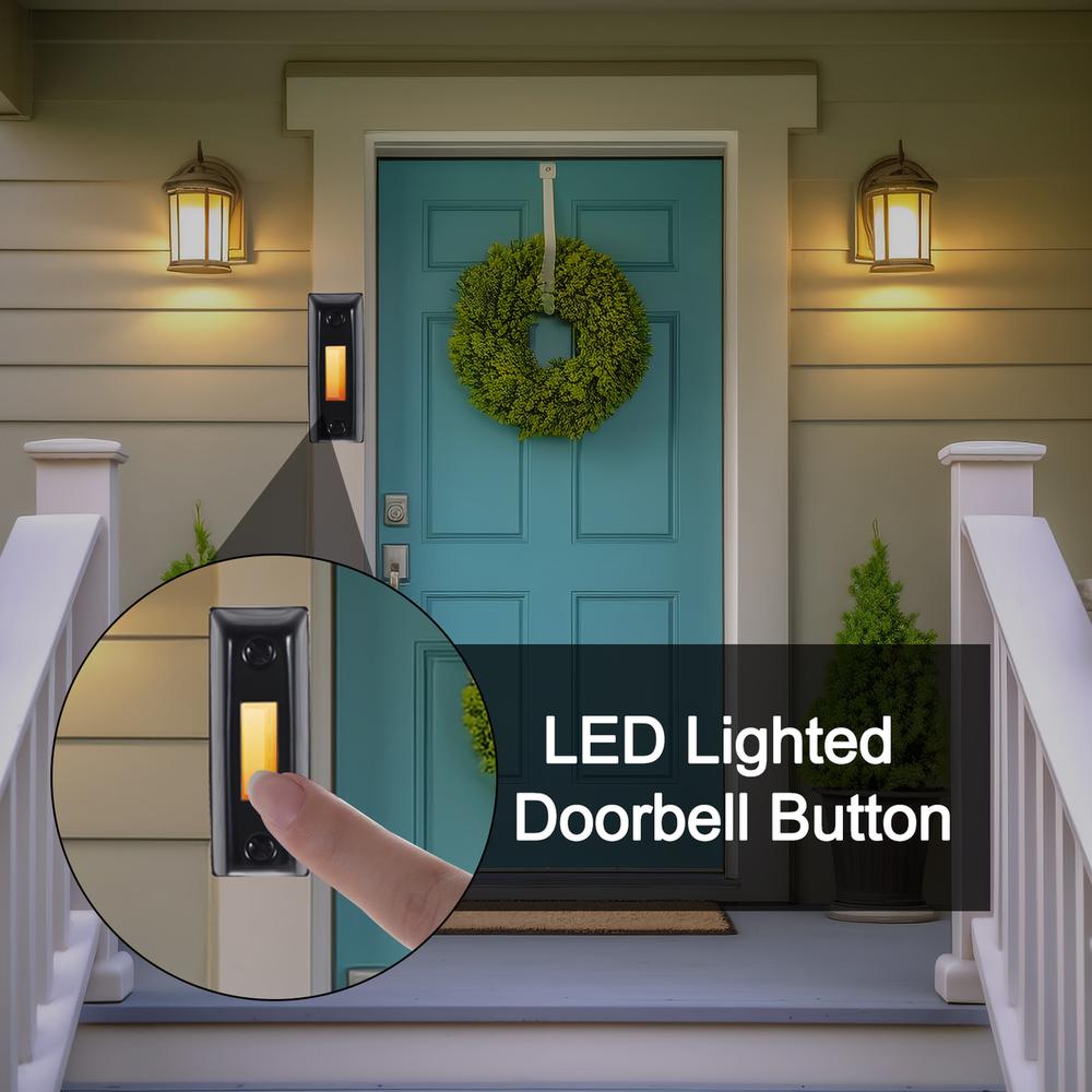 Металлический дверной звонок со светодиодной подсветкой. Металлический дверной звонок. Практичная кнопка дверного звонка для дома.