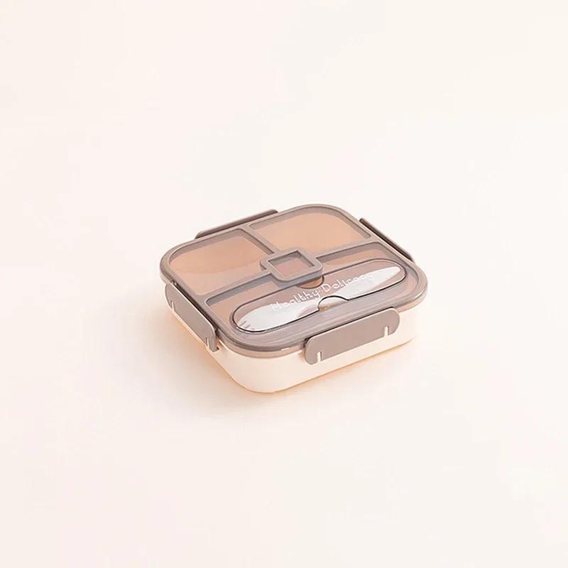 1100 мл 4 сетки ланч-бокс школьная столовая студенческий квадратный ланч-бокс с ложкой и вилкой 2 в 1 столовая посуда герметичная герметичная коробка для бенто