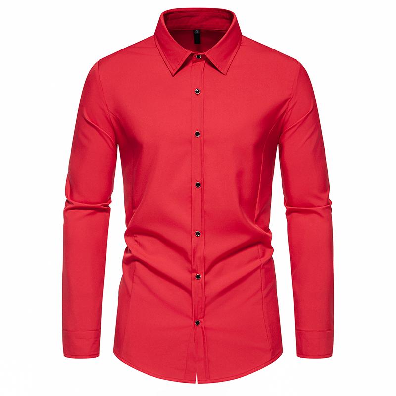 Мужская однотонная рубашка Cozy Up с длинными рукавами и складками, повседневная рубашка на пуговицах