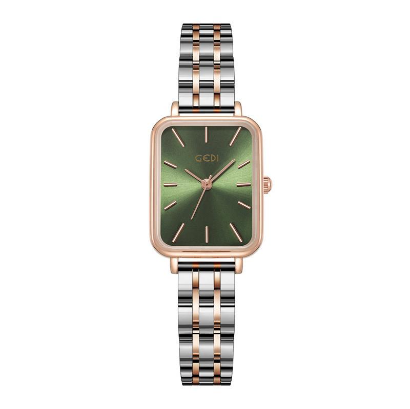 Gedi Fashion Womens Rectangular Alloy Dress Watch With Mineral Glass And Water Resistance
