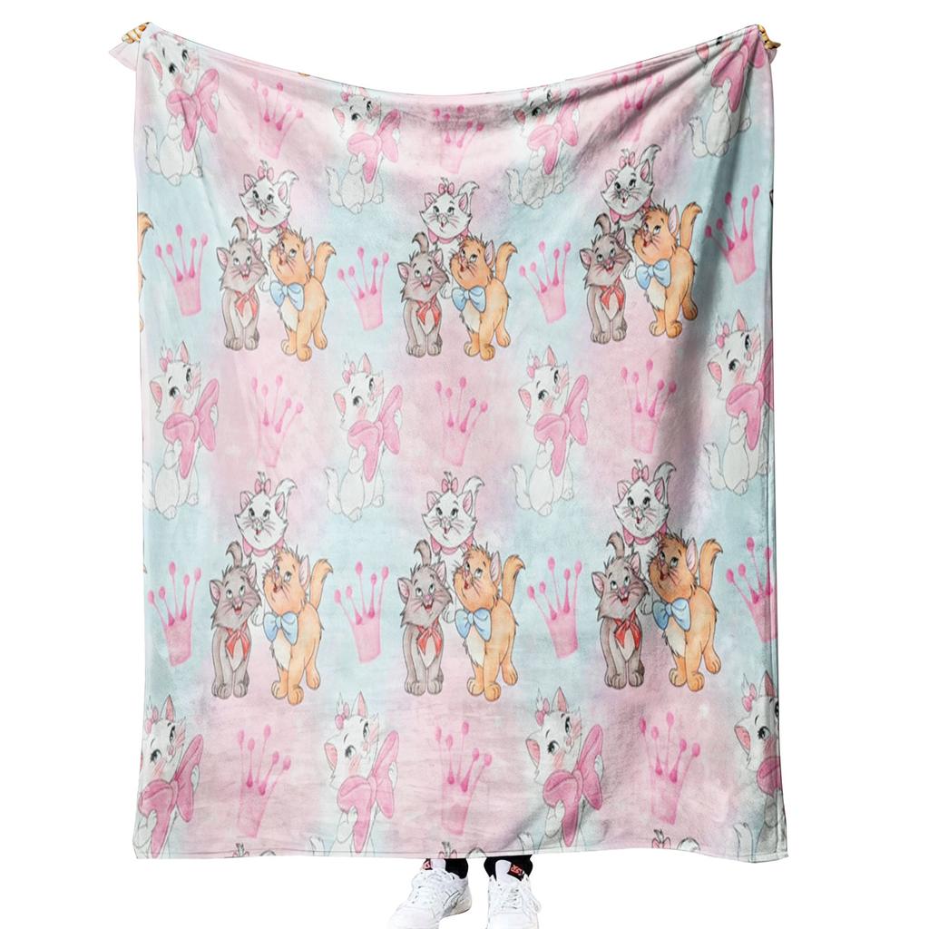 New Customized Personalized Printed Cartoon Marie cat 300gsm Woven Super Soft Fleece Blankets with logo