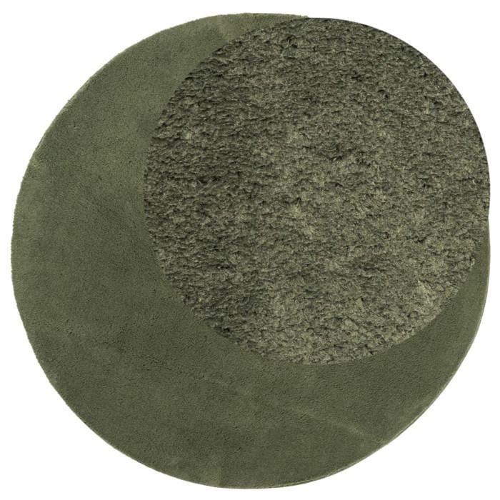 VidaXL Tapis HUARTE à poils courts doux et lavable vert forêt Ø 80 cm 375103