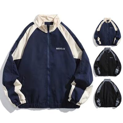 Куртка в стиле хип-хоп, лоскутная ветровка, пальто для женщин и мужчин, повседневная верхняя одежда на молнии с воротником-стойкой для весенне-осенней спортивной вечеринки на открытом воздухе
