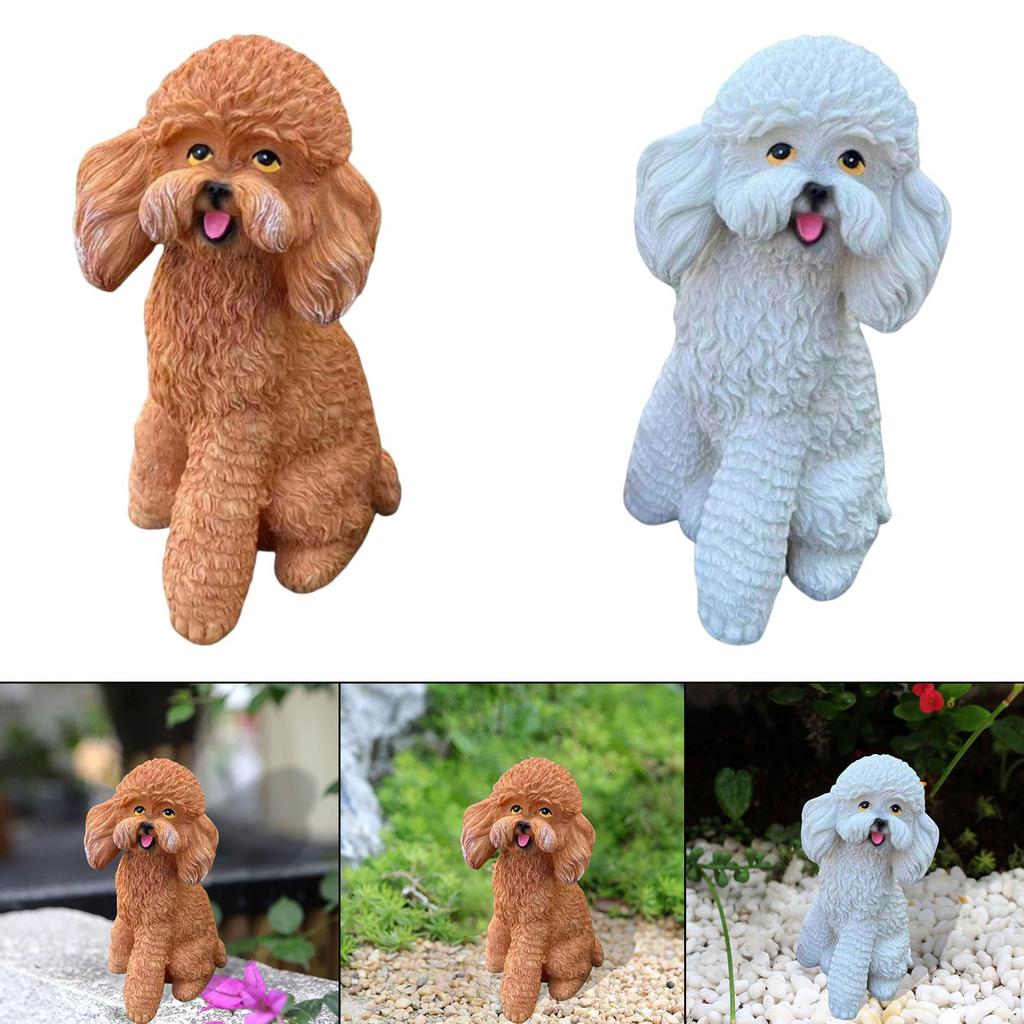 Garden Dog Statue 12x13x23cm Cute Animal Sculpture for Balcony Office Porch