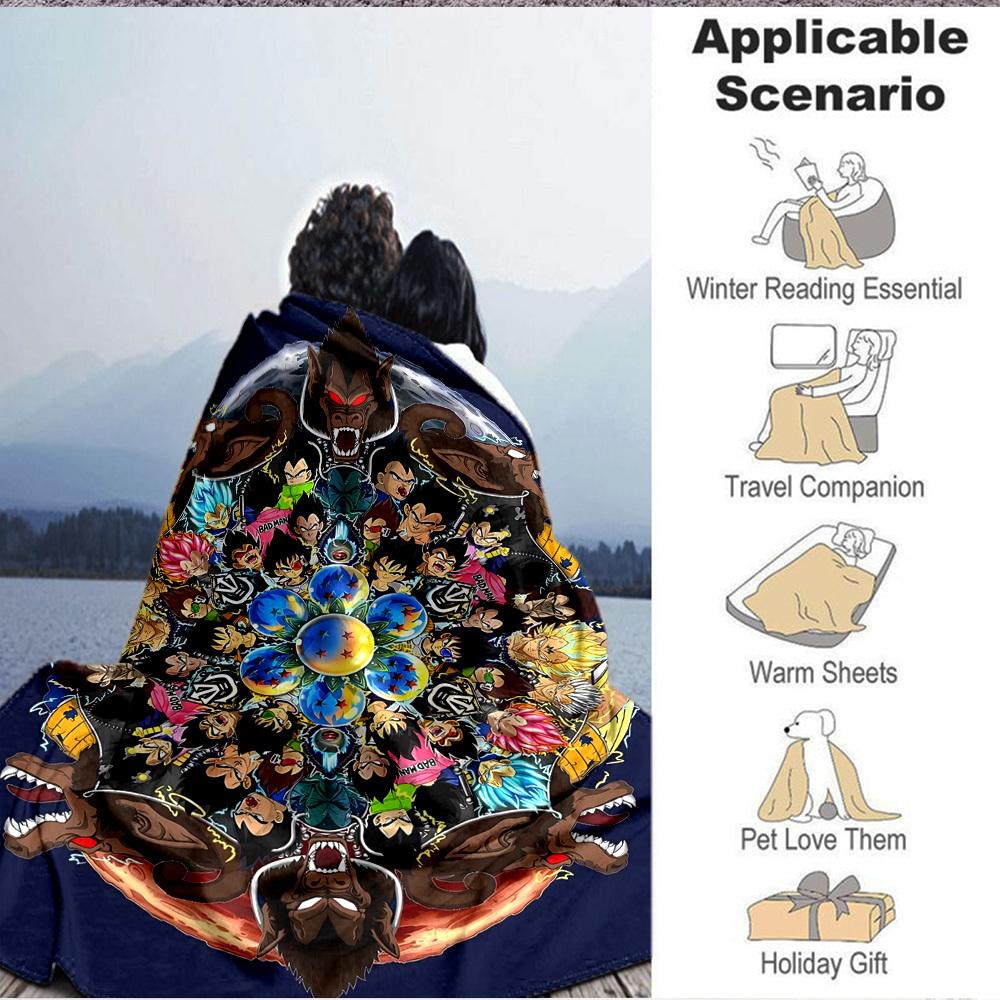 1pc Dragon Ball Z Flannel Blanket [Cozy Throw Blanket] For Sofa, Bed, Travel, Camping, Livingroom, Office, Couch, Chair, And Bed