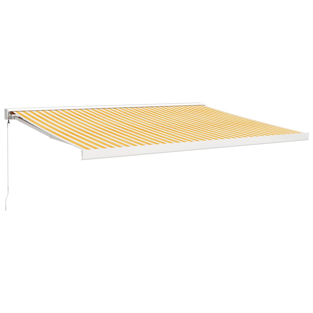 Retractable Awning Yellow and White 4x3 m Fabric and Aluminum