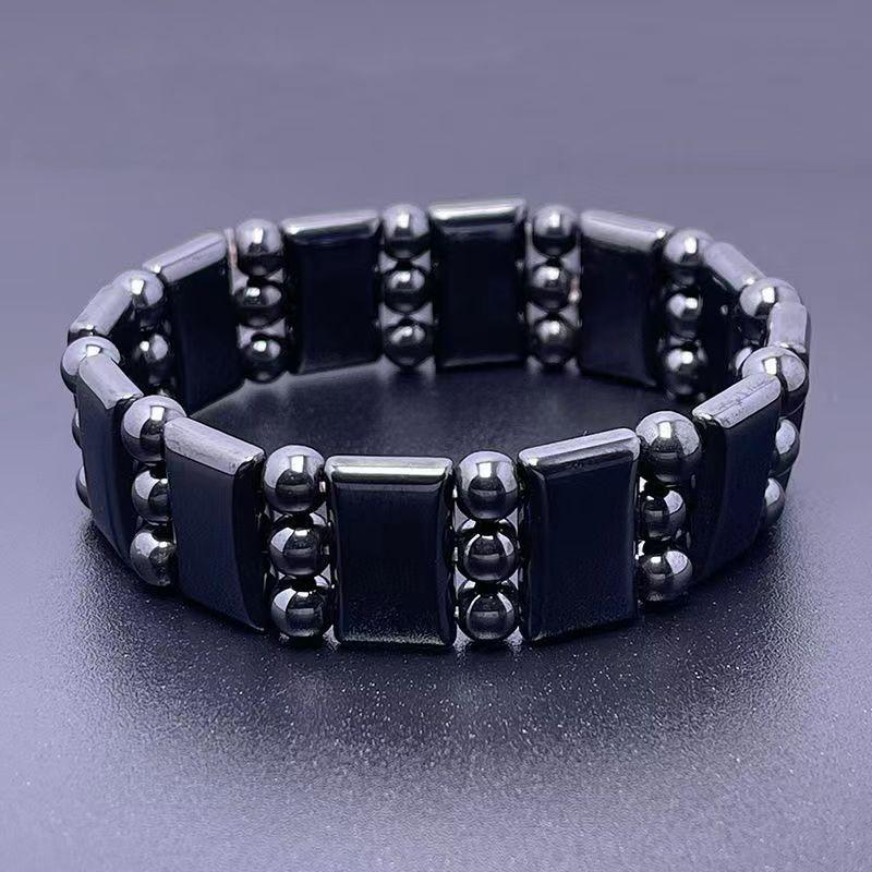 Unisex Weight Loss Octagon Geometry Black Stone Magnetic Therapy Bracelet Health Care Magnetic Hematite Stretch Bracelets