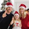 Soft Woolen Winter Caps for Outdoor Parties Santa Hat, Red Knitted Christmas Hat Kids Adults, Waxy Adults Xmas Party with White Pompom Holiday