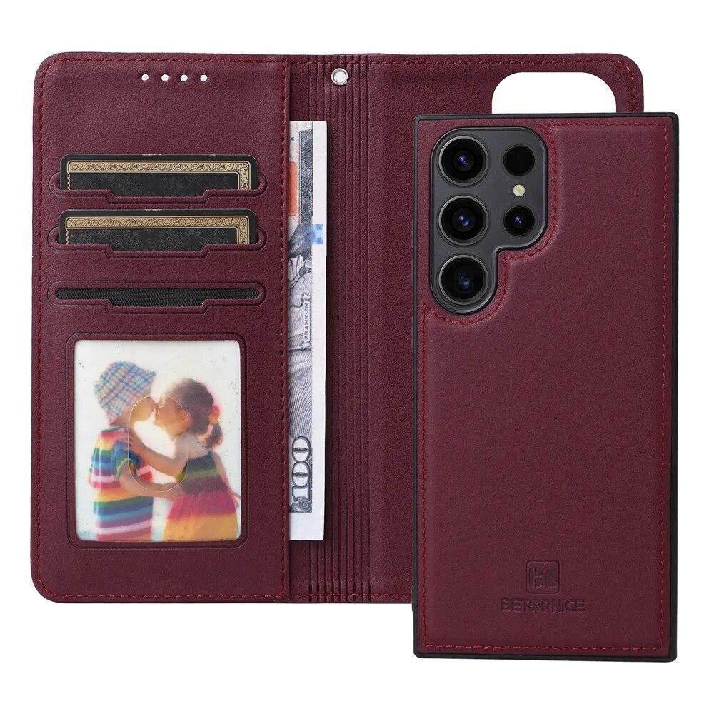 Съемный чехол-кошелек 2 в 1 для Galaxy S23 S24 S22 Ultra S21 FE A14 A24 A34 A54 A13 A33 A53 A12 A32 A52, противоударный кожаный чехол-книжка с магнитной застежкой