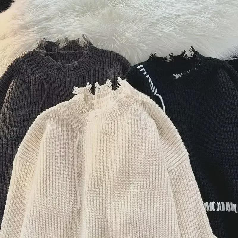 2023 Мужской модный свитер с потертостями - Осень/Зима Дизайнерская мода