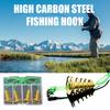 4Pcs/Set Trap Fishing Hook with Spring Carp Feeder Tangle-Free Heavy Duty Green Line