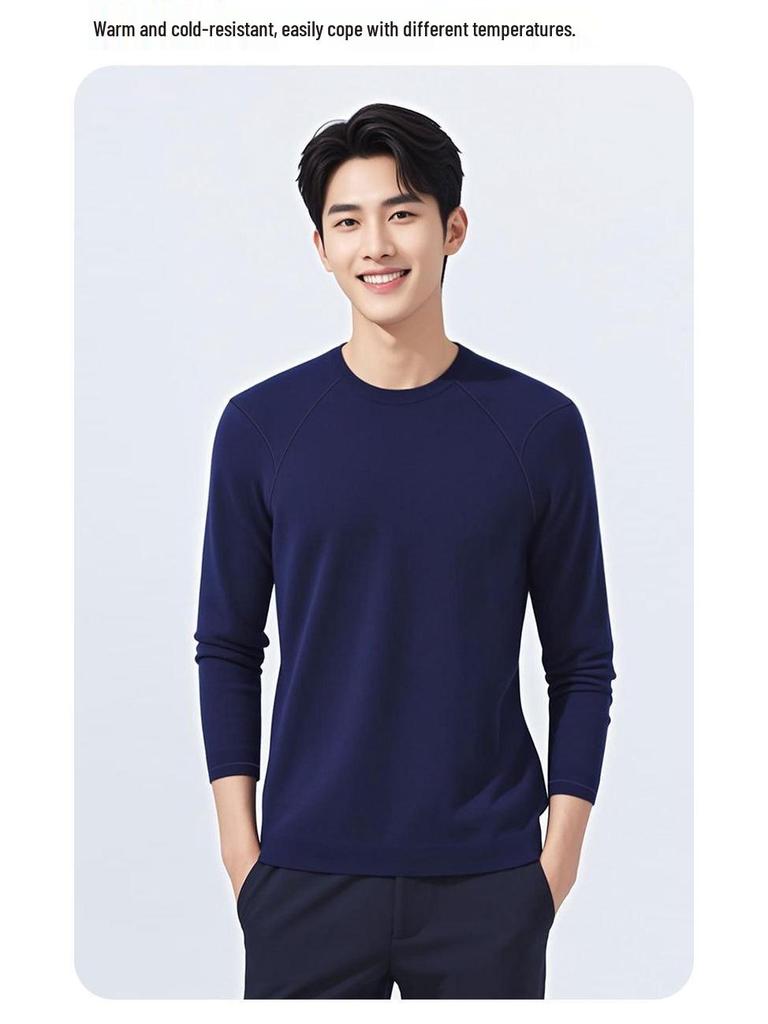 Men's Wool Air Layer Sporty Raglan T-Shirt - Warm Korean Style Cold-Proof Base Layer