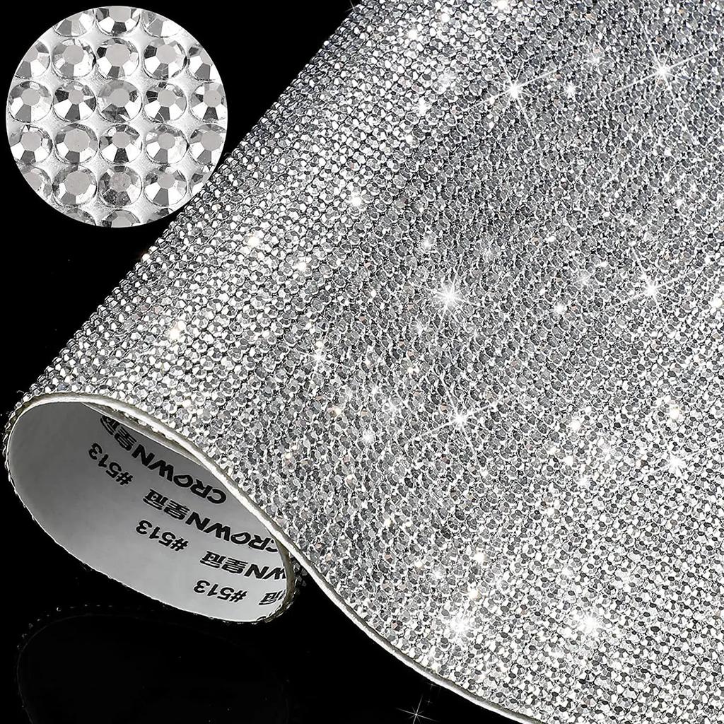 12x20/24x20cm Self-adhesive Rhinestone Crystal Glitter Stickers Sheet DIY Diamond Decoration Sticker Phone Car Trim Decor Decal