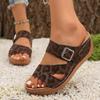 Fashion Lightweight Platform Sandals Women Leopard Print Wedges Summer Sandles Woman 2025 Plus Size Thick Sole Beach Slippers Female