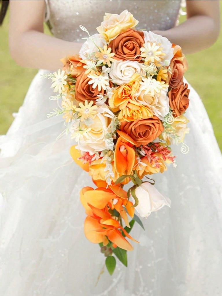 Букет невесты Каскадные свадебные букеты для невесты Искусственные свадебные букеты для свадебной церемонии и годовщины Декор на День святого Валентина