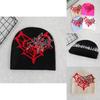 Heart Shape Spider Web Pattern Knitted Hat For Fall And Winter Season