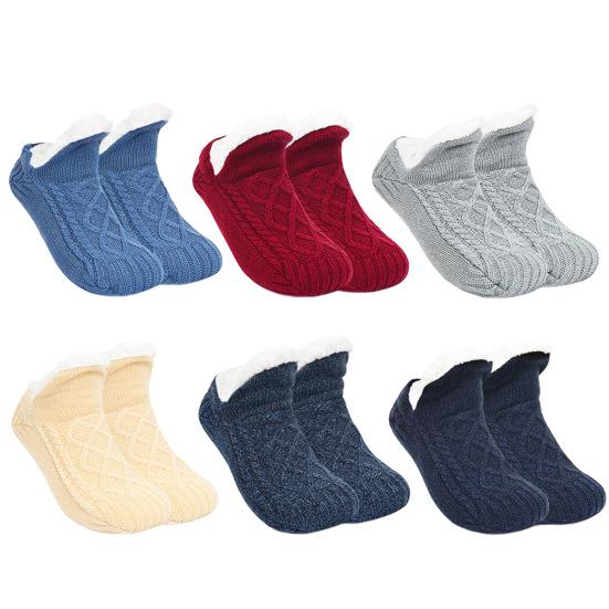 1 пара нескользящих носков для пола, теплые, комфортные, влагоотводящие, уютные, с флисовой подкладкой, вязаные, регулируемые, домашние носки-тапочки, праздничный подарок, зимние носки